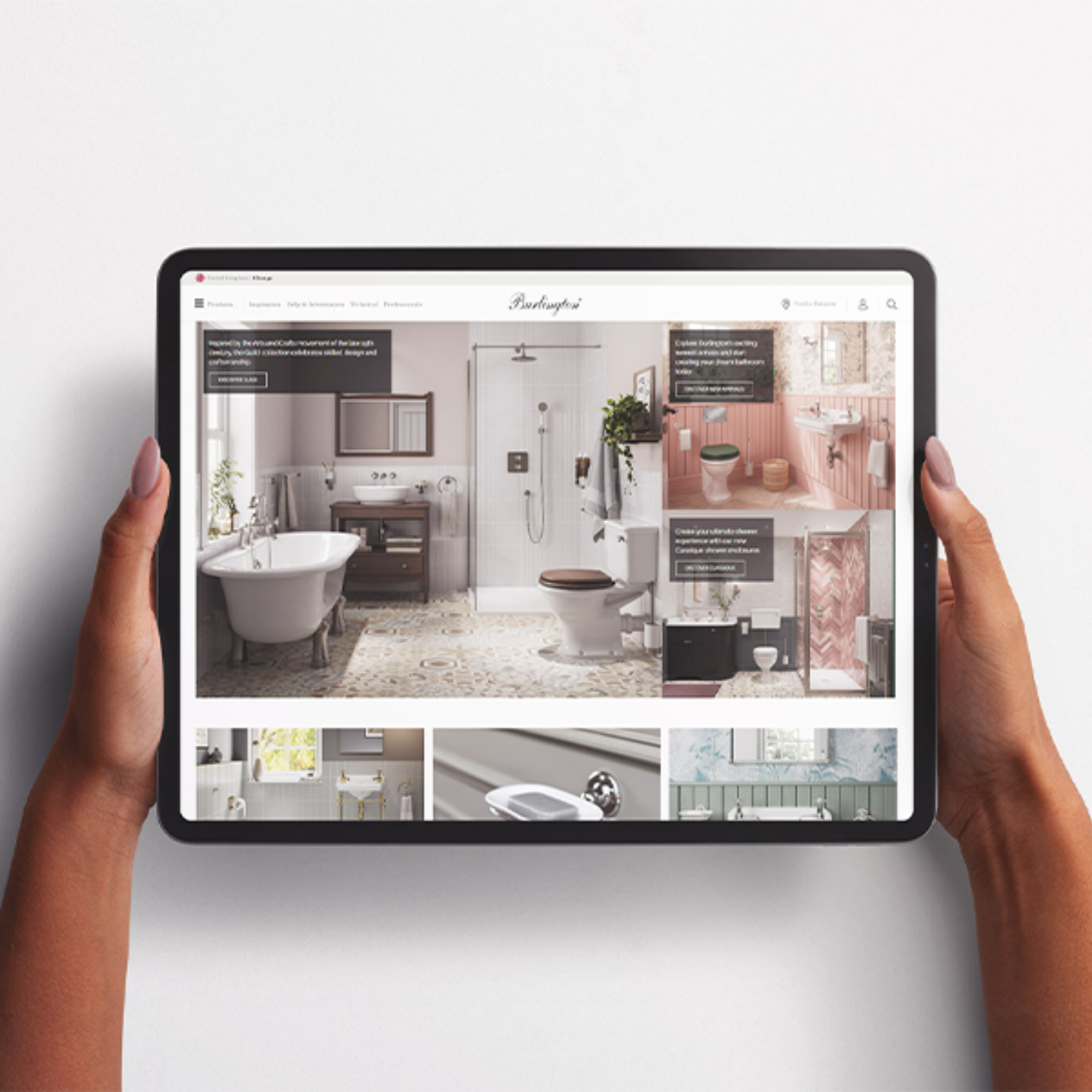 Burlington bathrooms design tool on a tablet